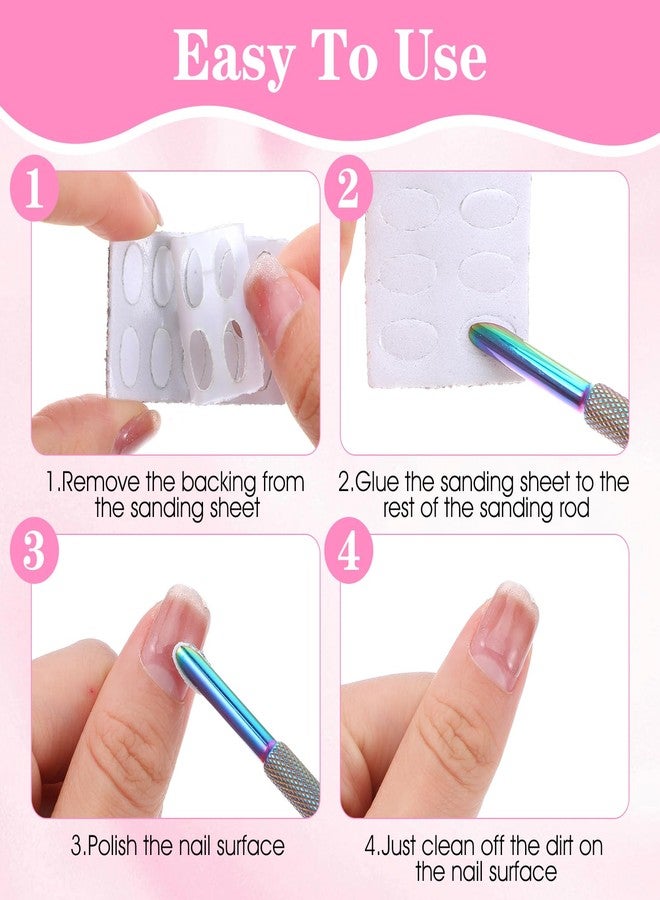 Kifmurase Dual Ended Nail Cuticle Pusher and 100 Pcs Self-Adhesive Sandpaper Sheets, Stainless Steel Nail Pusher Slant Heads Nails Art Pre Polishing Sandpaper for Removing Nails Keratinizer - Image 5